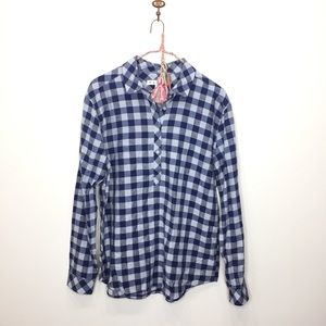Southern Tide Blue Linen Blend Gingham Tunic Top M